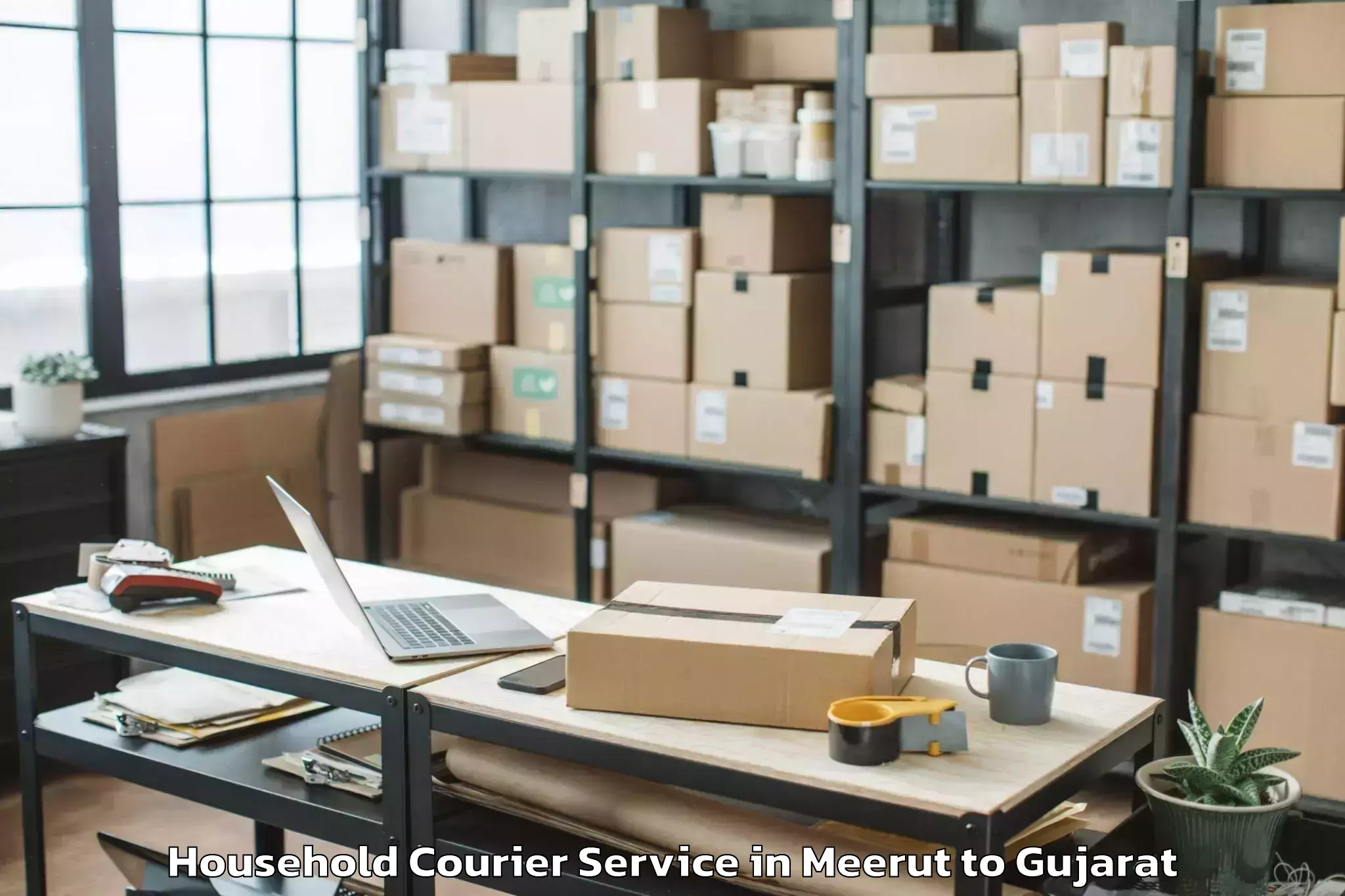 Comprehensive Meerut to Hazira Port Household Courier